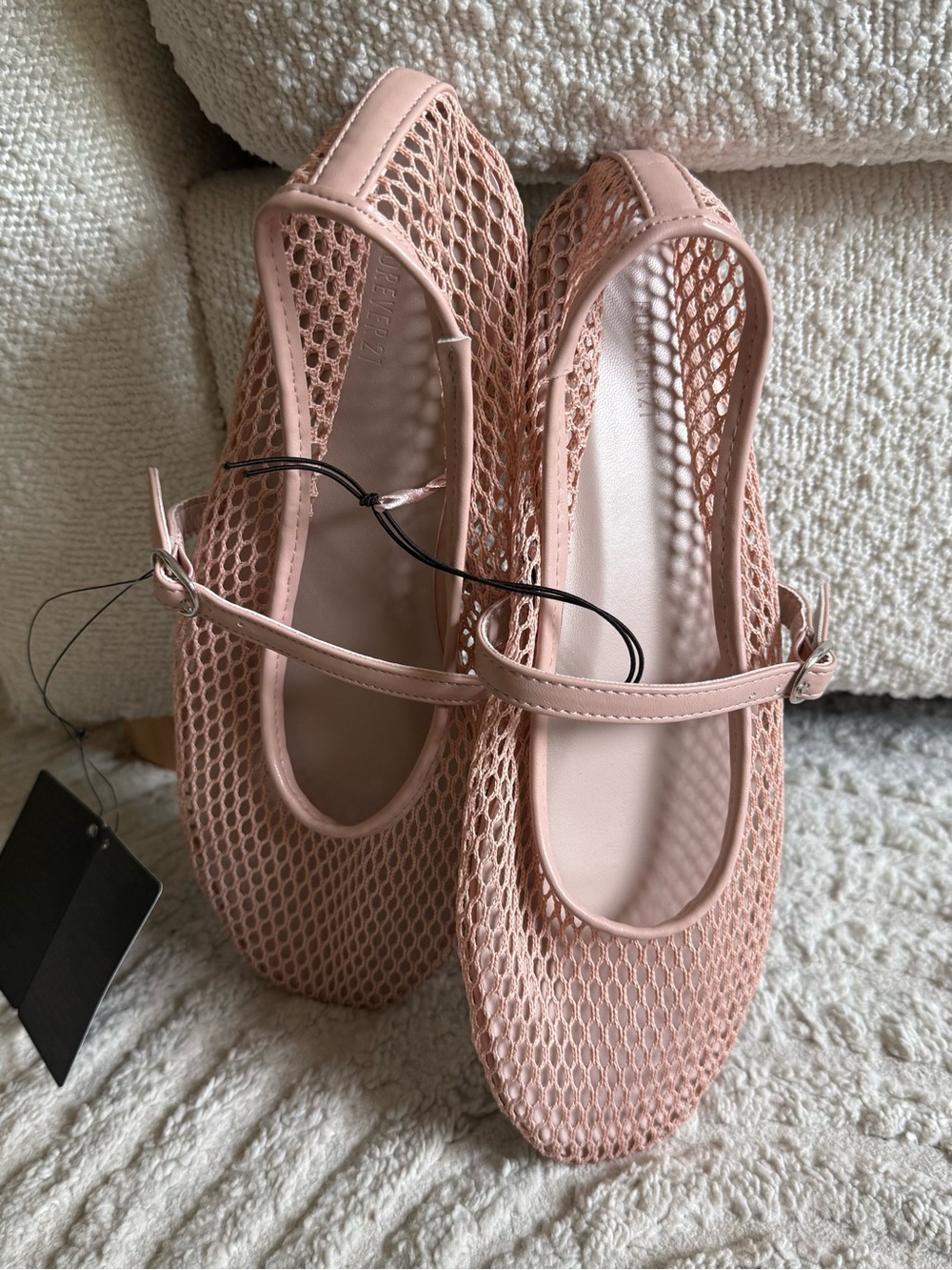 Forever 21 Womens 9 Pink Mesh Mary Jane Flats Deadstock NWT Balletcore Y2K